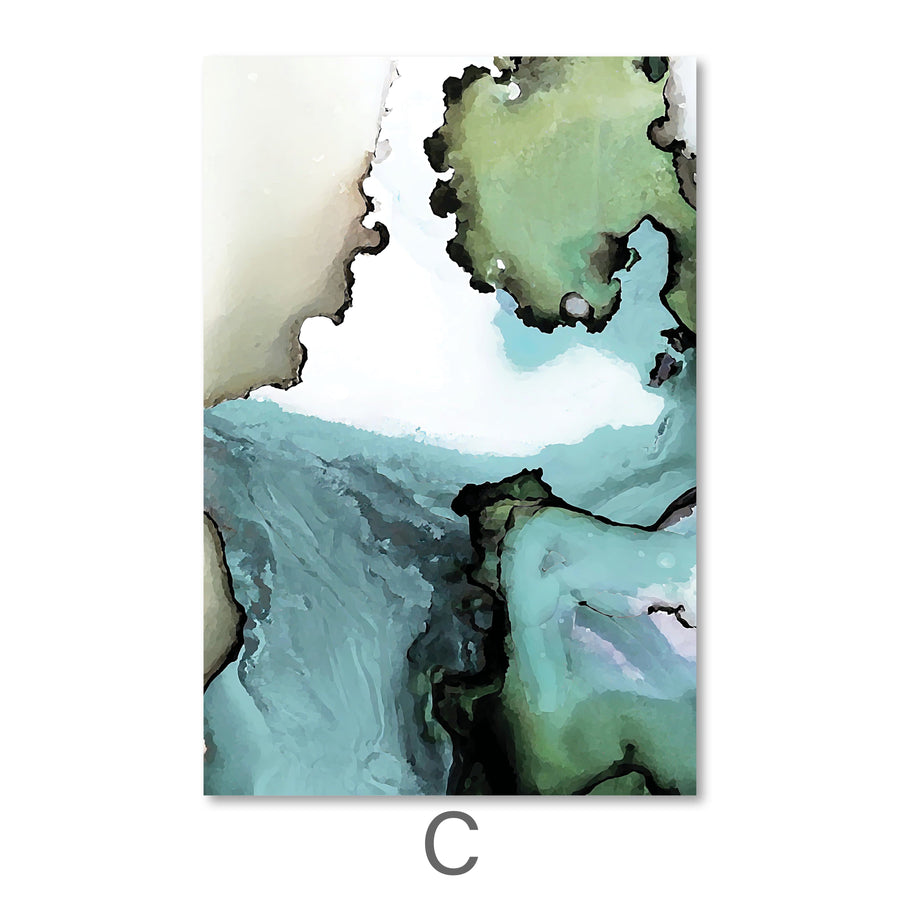 Abstract Verte Canvas Art C / 40 x 60cm / Unframed Canvas Print Clock Canvas