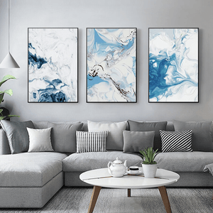 Abstract Waters Canvas Art Set of 3 / 40 x 50cm / No Board - Canvas Print Only Clock Canvas