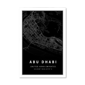 Abu Dhabi Black Map Canvas Art Clock Canvas