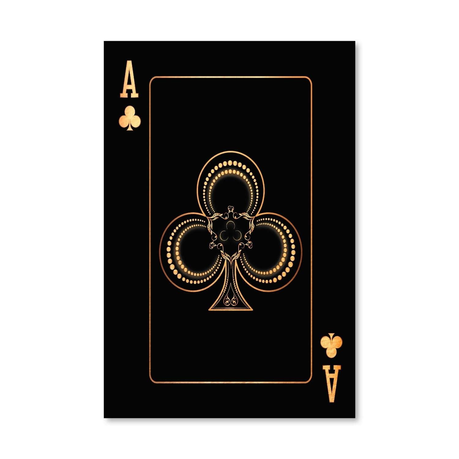 Ace of Clubs Canvas - Gold Canvas Art Clock Canvas
