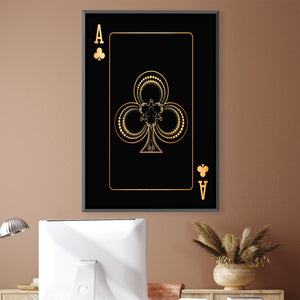 Ace of Clubs Canvas - Gold Canvas Art Clock Canvas