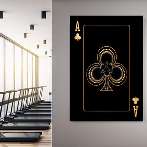 Ace of Clubs - Gold Clock Canvas