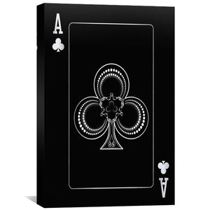 Ace of Clubs - Silver Canvas Art 30 x 45cm / Standard Gallery Wrap Clock Canvas