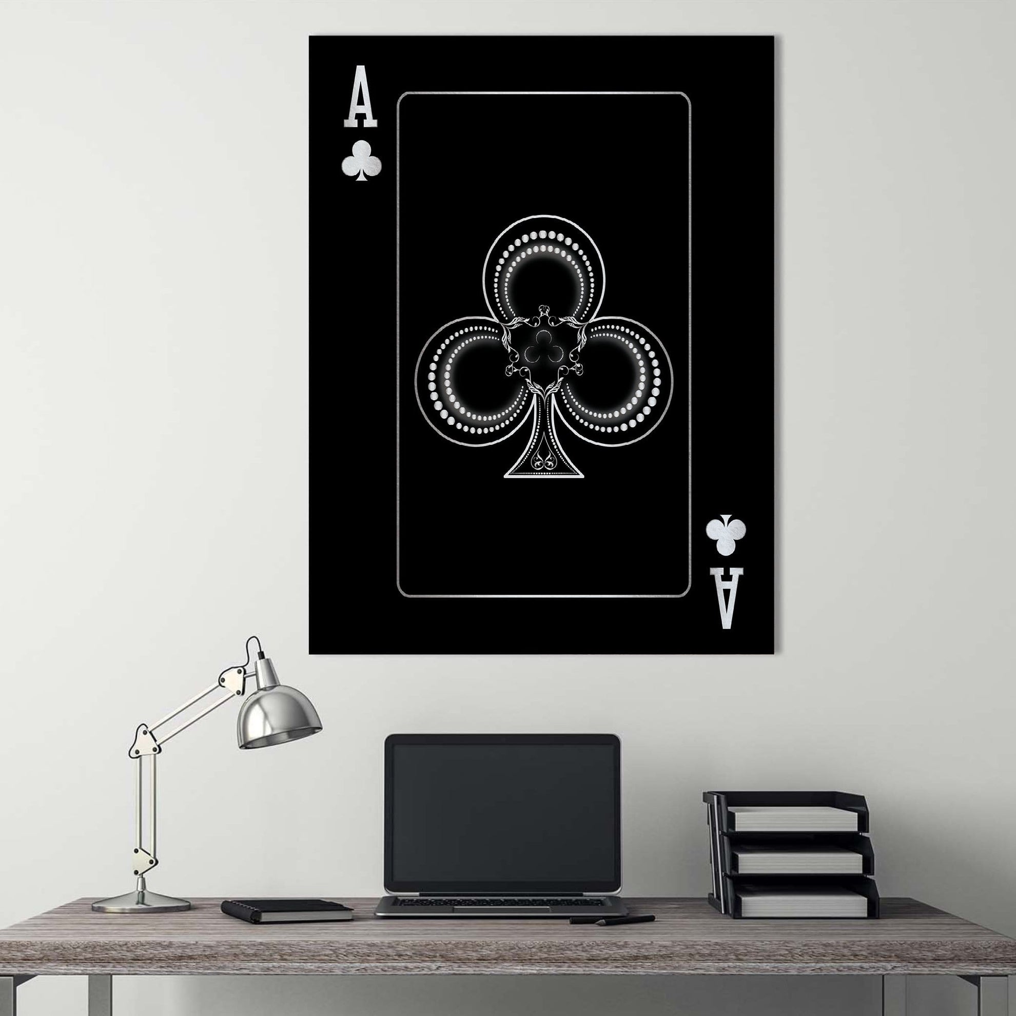 Ace of Clubs - Silver Canvas – ClockCanvas
