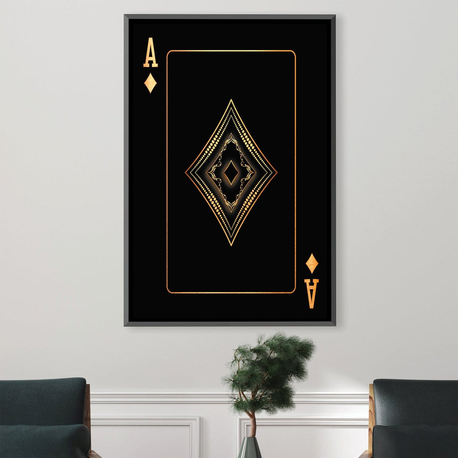 Ace of Diamonds - Gold Canvas Art Clock Canvas
