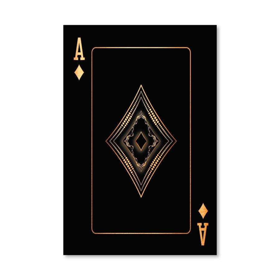 Ace of Diamonds - Gold Canvas Art Clock Canvas