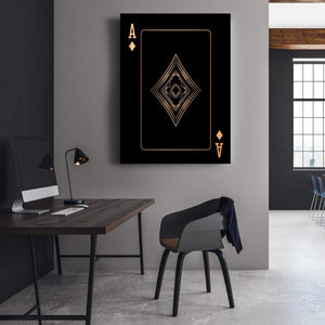 Ace of Diamonds - Gold Clock Canvas