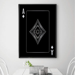 Ace of Diamonds - Silver Clock Canvas