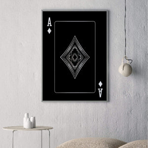 Ace of Diamonds - Silver Clock Canvas
