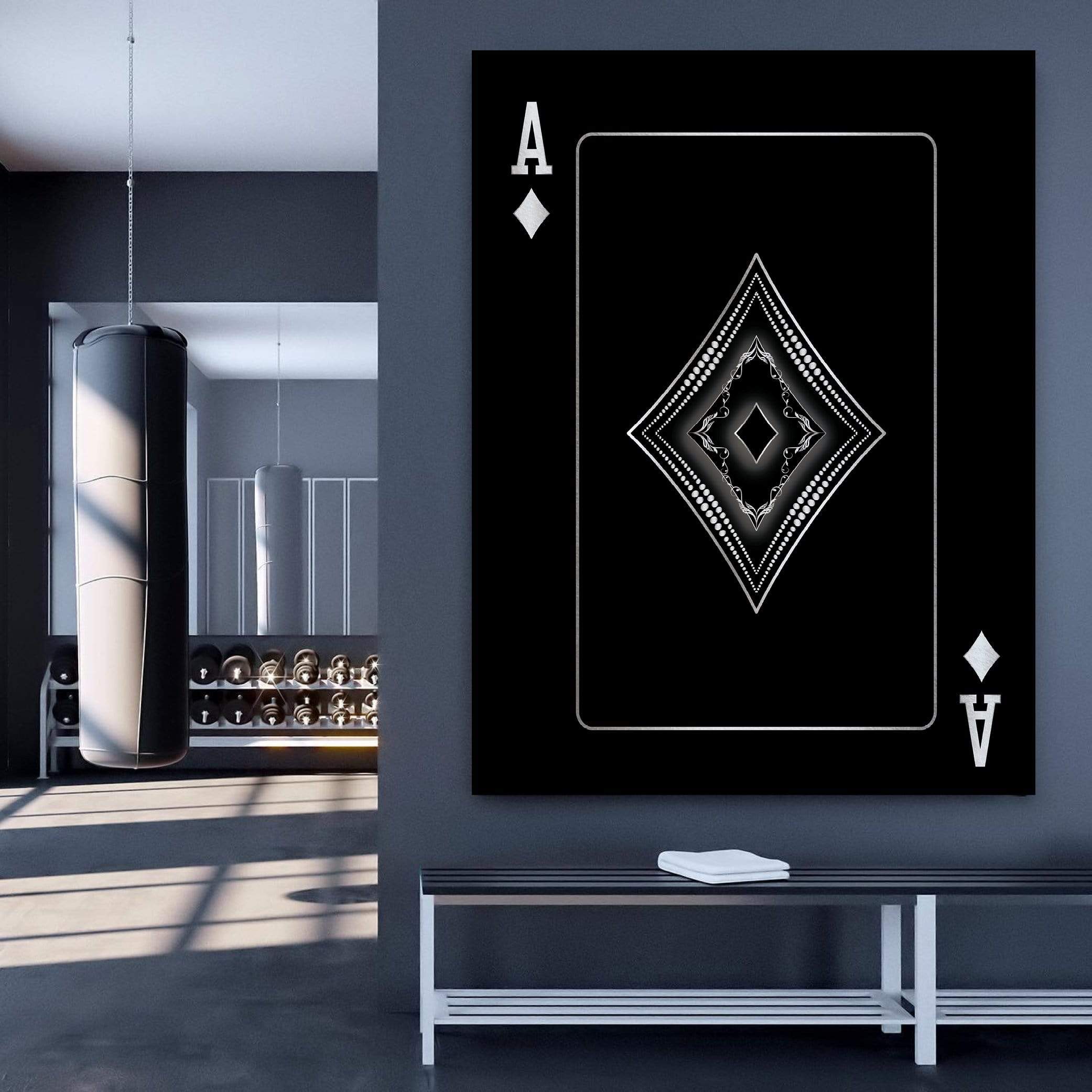 Ace of Diamonds - Silver Clock Canvas