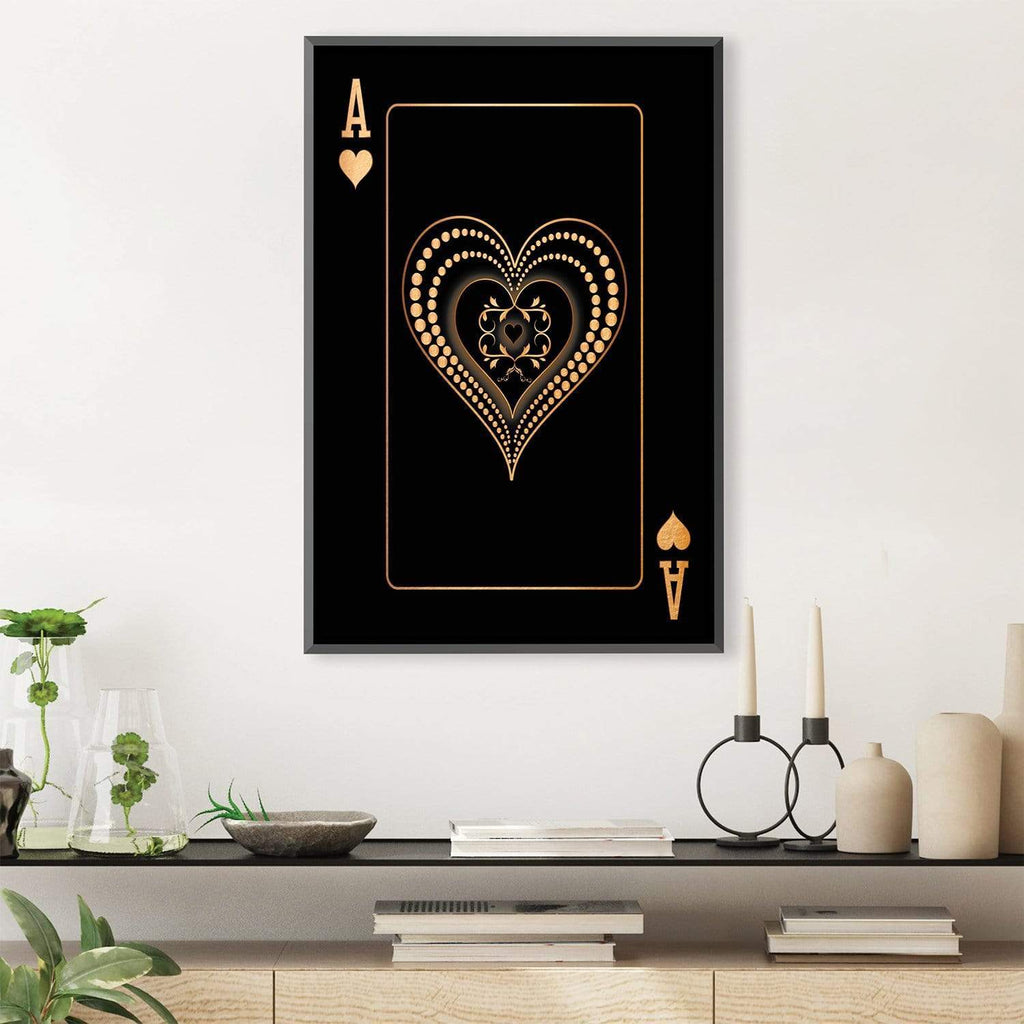 Ace of Hearts - Gold Canvas | Canvas Wall Art – ClockCanvas
