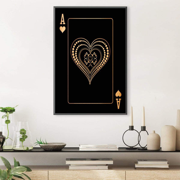 Ace of Hearts - Gold Canvas Art Clock Canvas