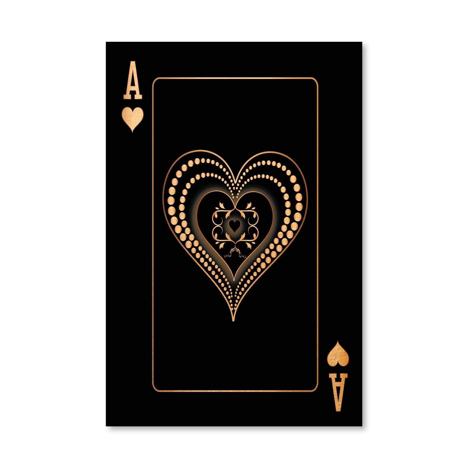 Ace of Hearts - Gold Canvas Art Clock Canvas