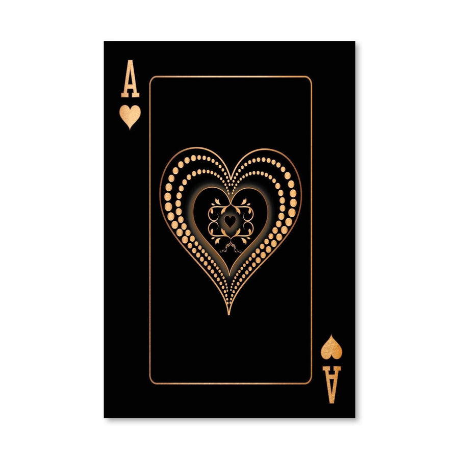 Ace of Hearts - Gold Canvas Art Clock Canvas