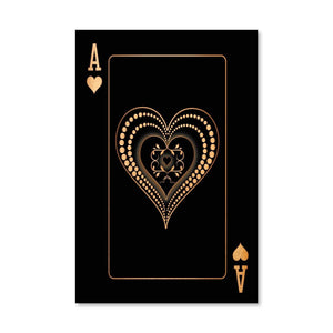 Ace of Hearts - Gold Canvas Art Clock Canvas