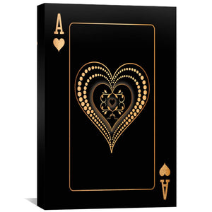 Ace of Hearts - Gold Canvas Art 30 x 45cm / Standard Gallery Wrap Clock Canvas