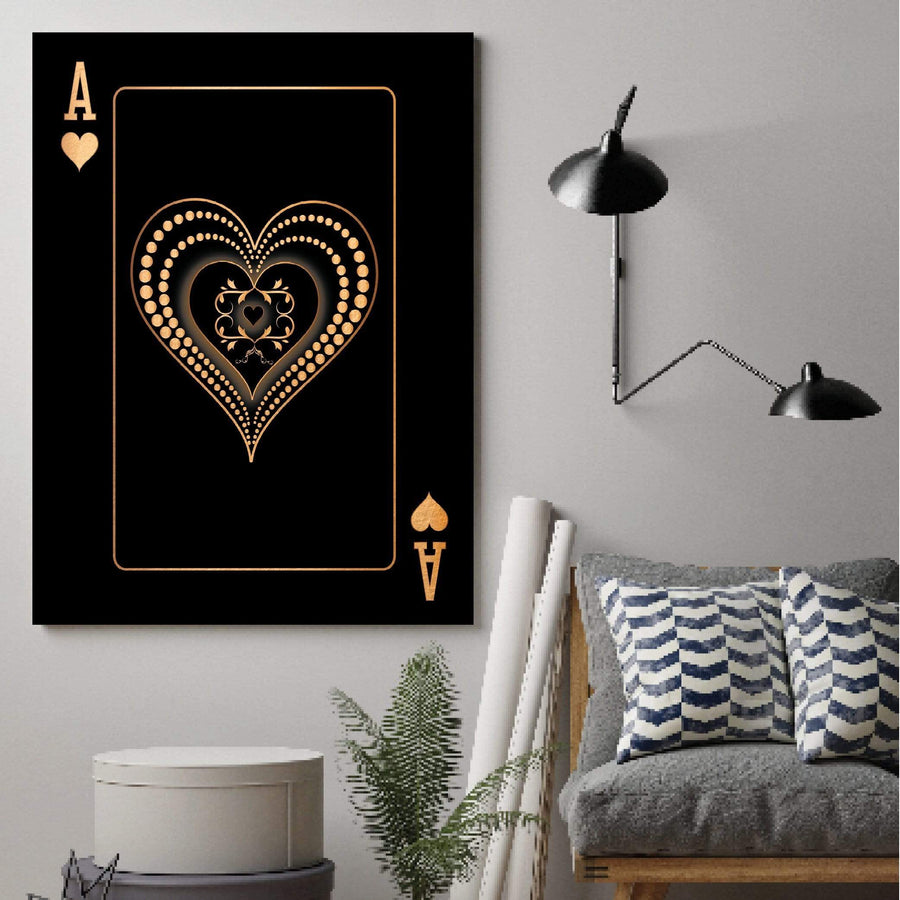 Ace of Hearts - Gold Canvas – ClockCanvas