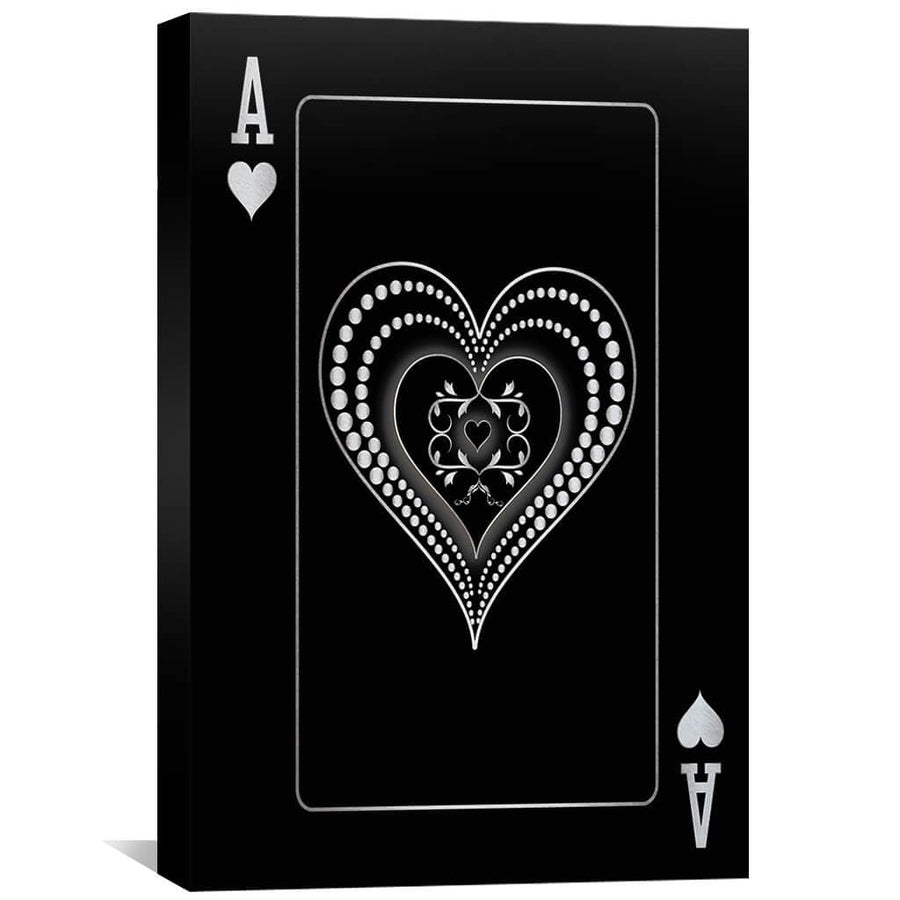 Ace of Hearts - Silver Canvas Art 30 x 45cm / Standard Gallery Wrap Clock Canvas