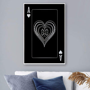 Ace of Hearts - Silver Clock Canvas