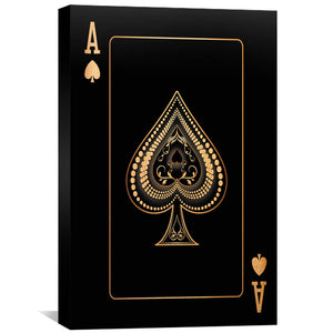 Ace of Spades - Gold Canvas Art Clock Canvas