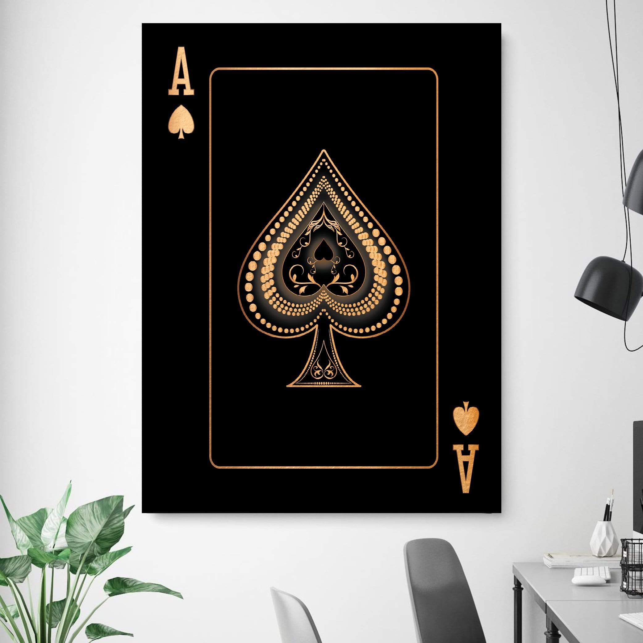 Ace Of Spades - Gold Canvas – Clockcanvas