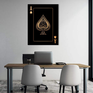 Ace of Spades - Gold Clock Canvas