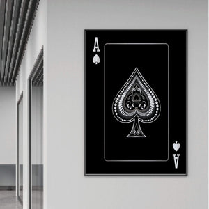 Ace of Spades - Silver Clock Canvas