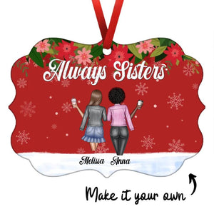 Always Sisters Red Ornament Customizer Ornament / Aluminum / 10.8 x 8cm Clock Canvas