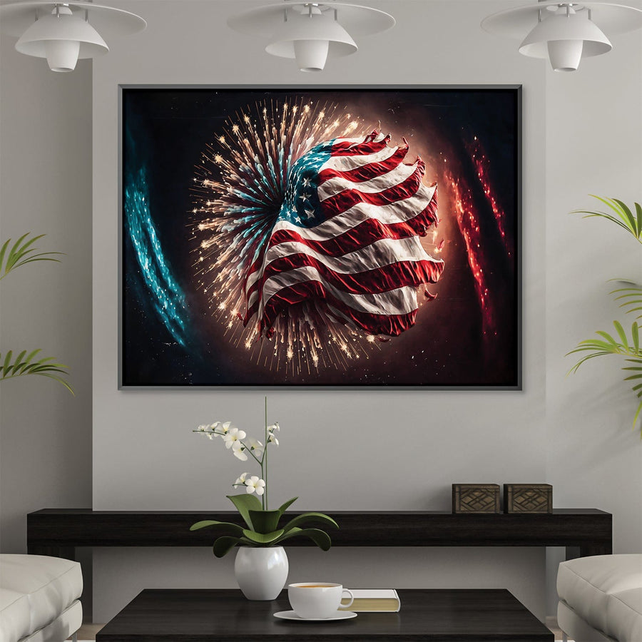 America's Fireworks Canvas Art Clock Canvas