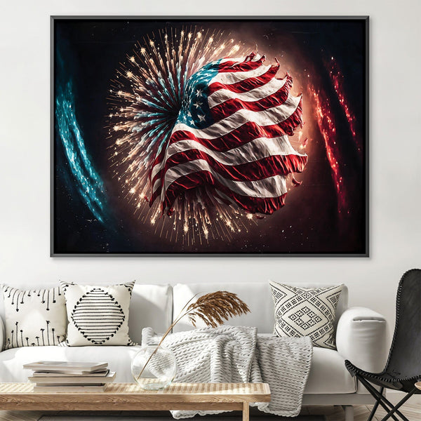 America's Fireworks Canvas Art Clock Canvas