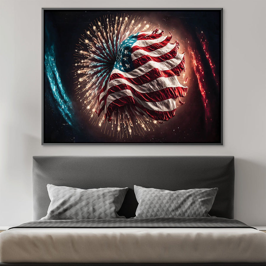 America's Fireworks Canvas Art Clock Canvas