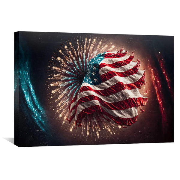 America's Fireworks Canvas Art Clock Canvas