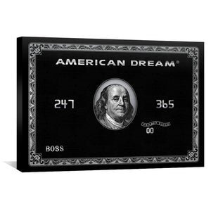 American Dream Card Canvas Art 45 x 30cm / Unframed Canvas Print Clock Canvas