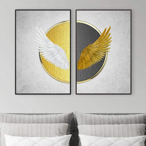 Angel Wings Canvas Art Set of 2 / 40 x 60cm / Unframed Canvas Print Clock Canvas