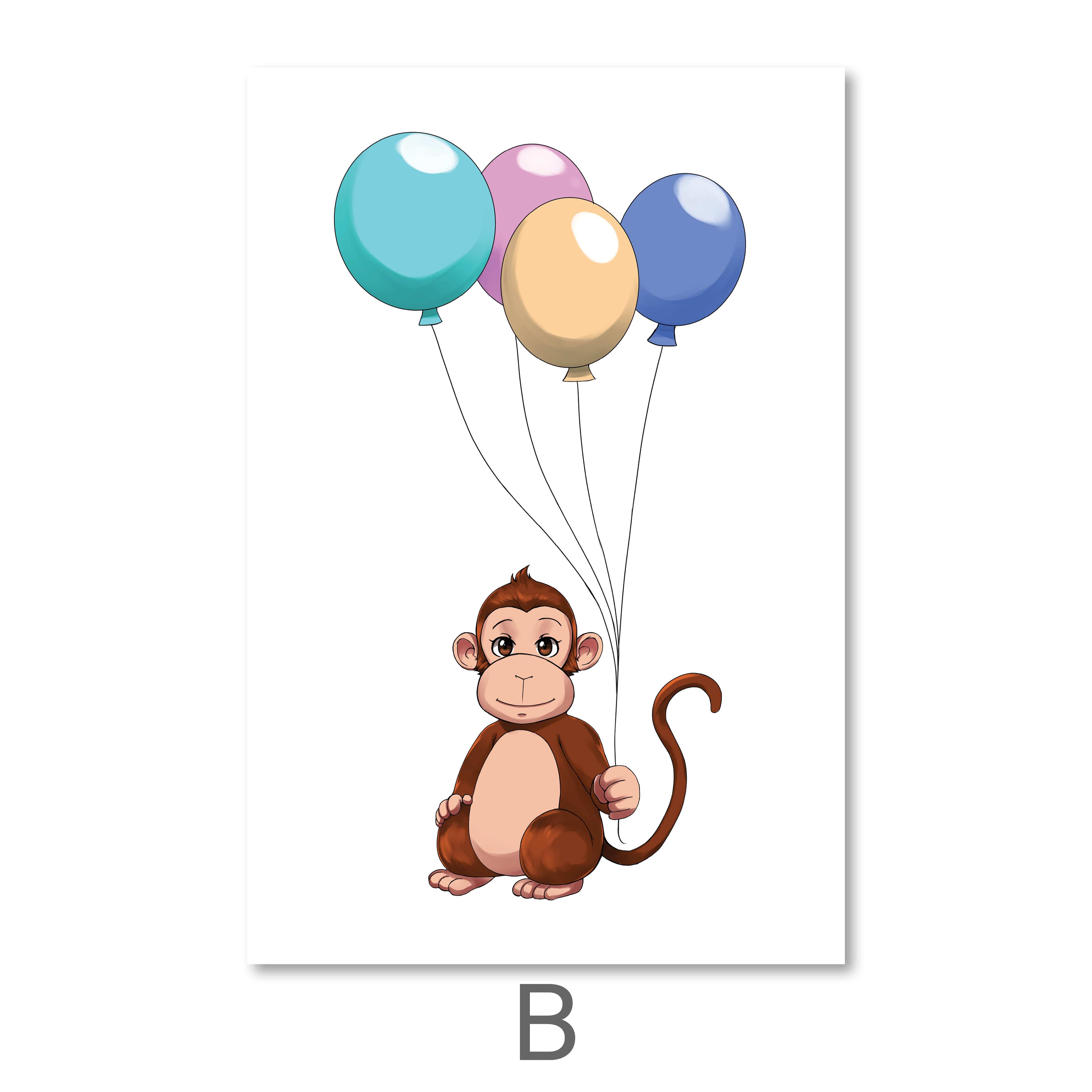 Animal Party Canvas Art B / 40 x 60cm / Unframed Canvas Print Clock Canvas