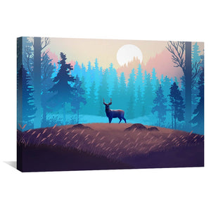Antlers in the Forest Canvas Art 45 x 30cm / Unframed Canvas Print Clock Canvas