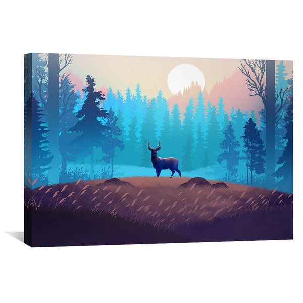 Antlers in the Forest Canvas Art 45 x 30cm / Unframed Canvas Print Clock Canvas