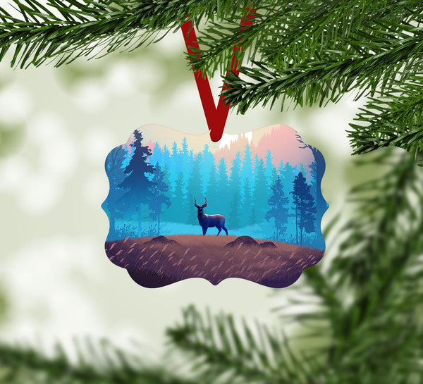 Antlers in the Forest Ornament Christmas Ornament Victorian 10.8 x 8cm Clock Canvas