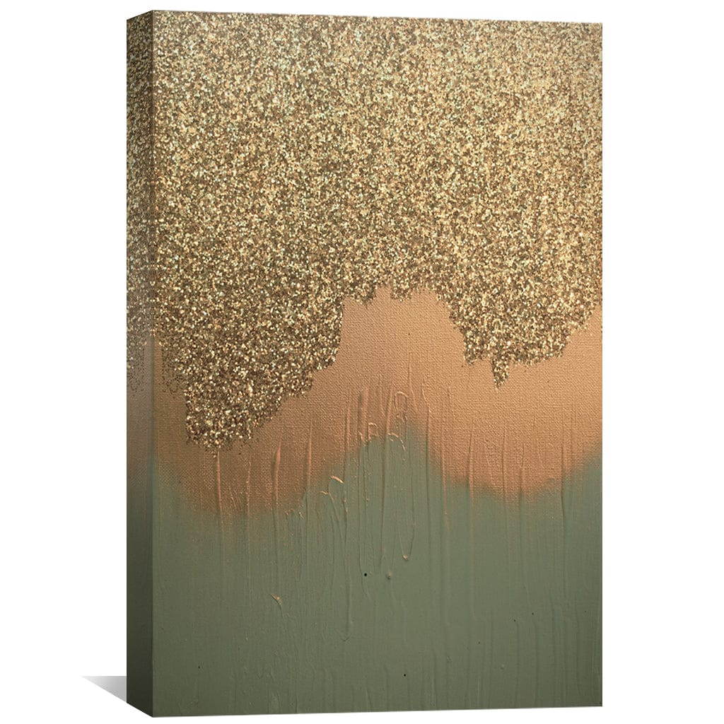 Aqua Gold Shimmer Canvas Art Clock Canvas