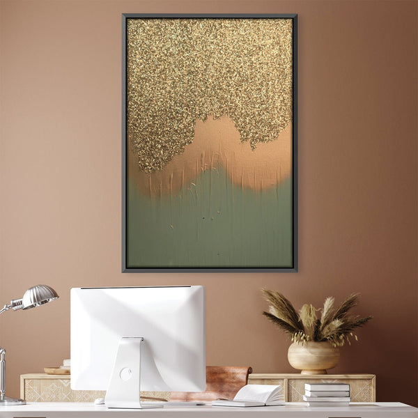 Aqua Gold Shimmer Canvas Art 30 x 45cm / Unframed Canvas Print Clock Canvas