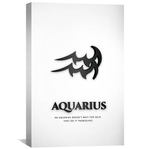 Aquarius - Black Clock Canvas