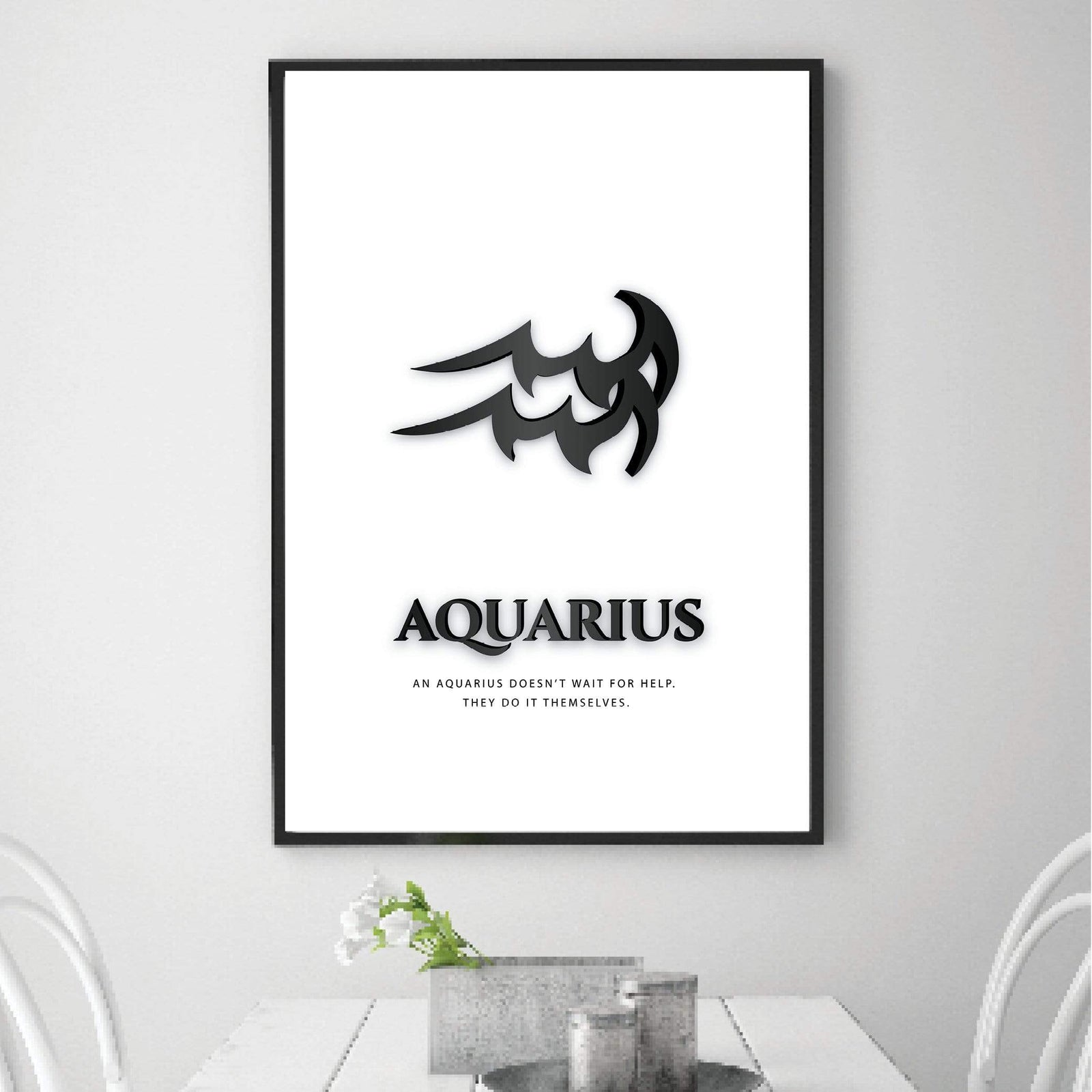 Aquarius - Black Canvas Art Clock Canvas