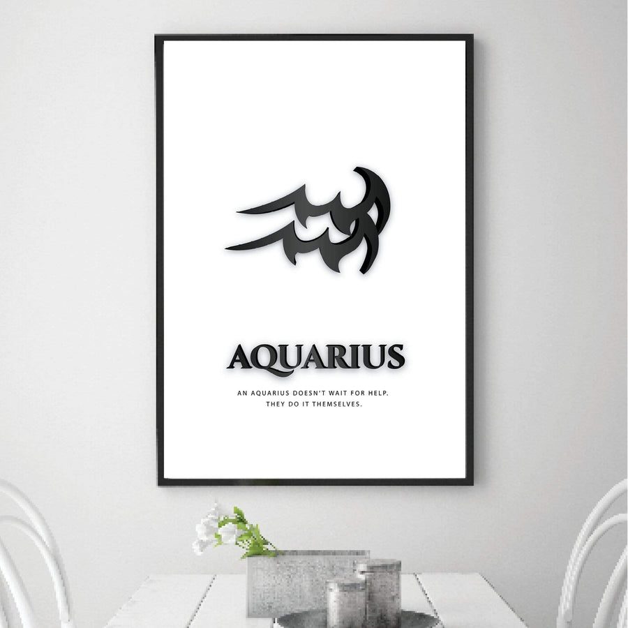 Aquarius - Black Canvas Art Clock Canvas