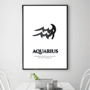 Aquarius - Black Canvas Art Clock Canvas