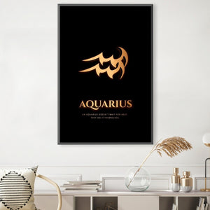 Aquarius - Gold Canvas Art Clock Canvas