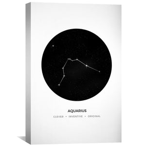 Aquarius Traits Canvas Art 40 x 60cm / Unframed Canvas Print Clock Canvas