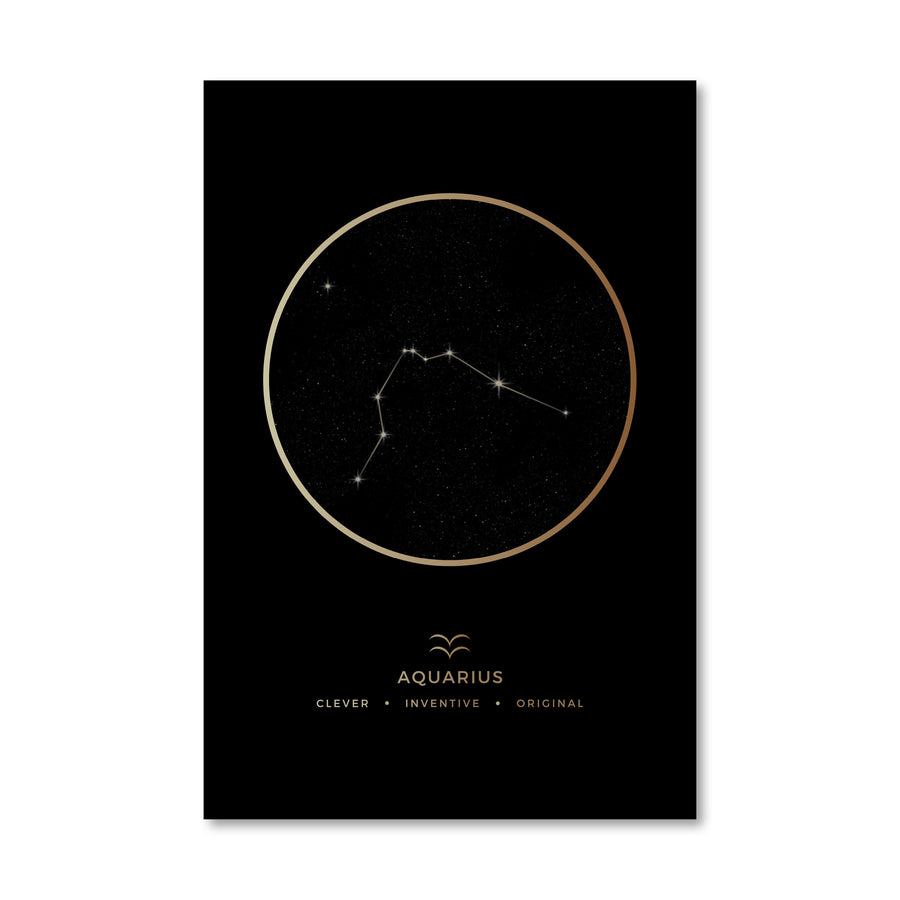 Aquarius Traits Gold Canvas Art 40 x 50cm / No Board - Canvas Print Only Clock Canvas