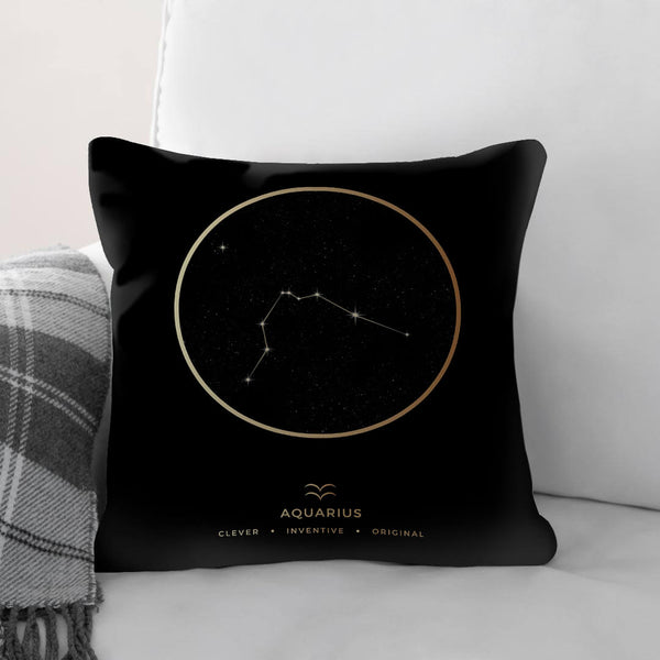 Aquarius Traits Gold Cushion Cushion Cushion Square Clock Canvas