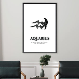 Aquarius - White Canvas Art Clock Canvas