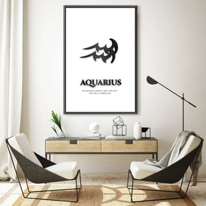 Aquarius - White Clock Canvas